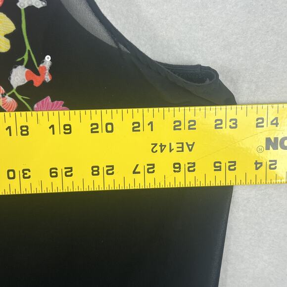 A New Day Tank Top Women's X-Large Black Floral Beach Summer Sheer Overlay - Picture 10 of 10